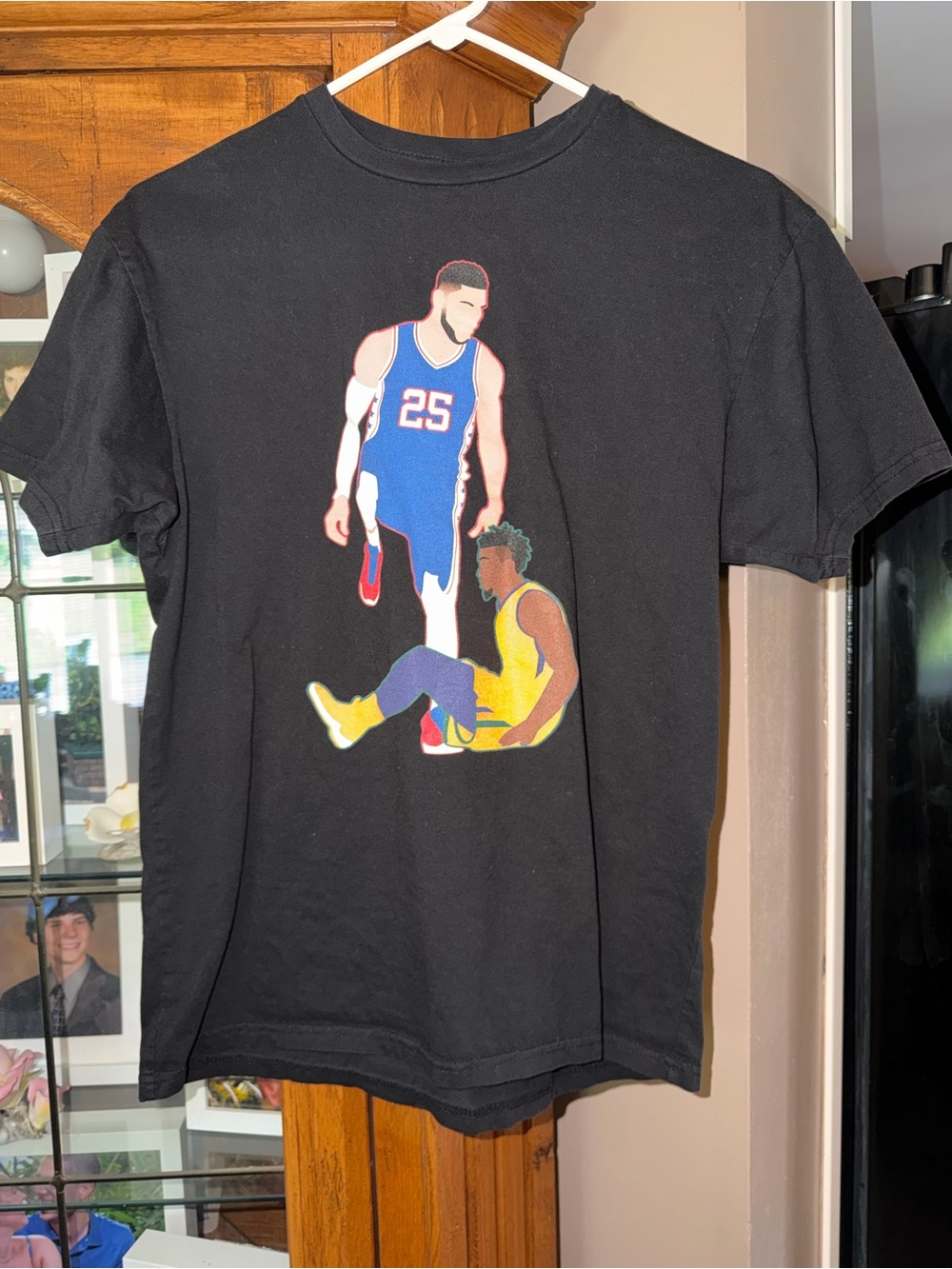 Boys 16/18 Black Graphic Basketball Tee with Blue/Yellow Players.MUST BE BUNDLED